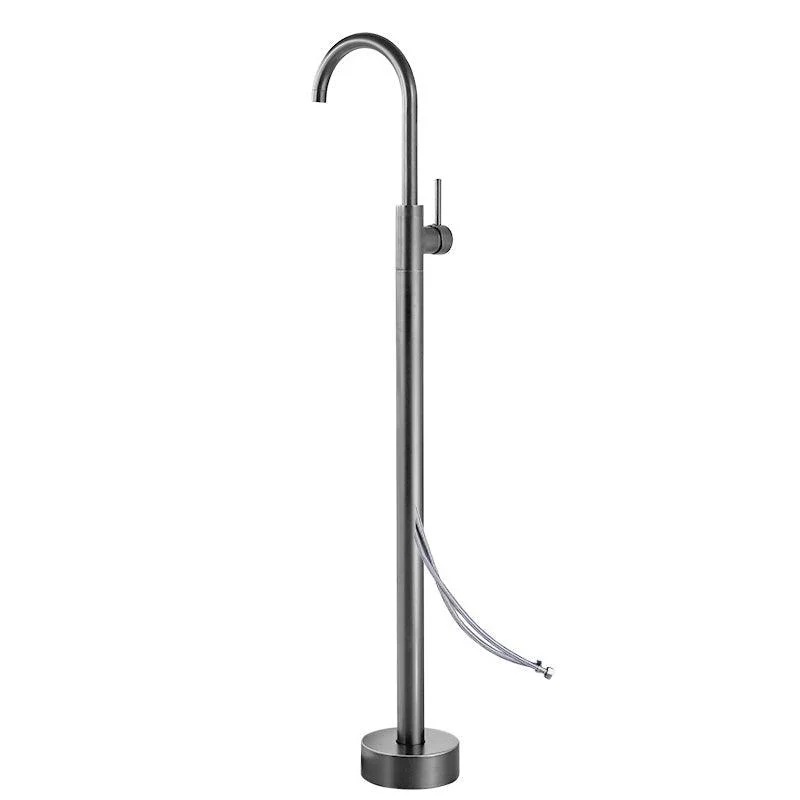 Modern Floor Mounted Metal Freestanding Tub Filler Swivel High Arc Freestanding Tap -Bathlova