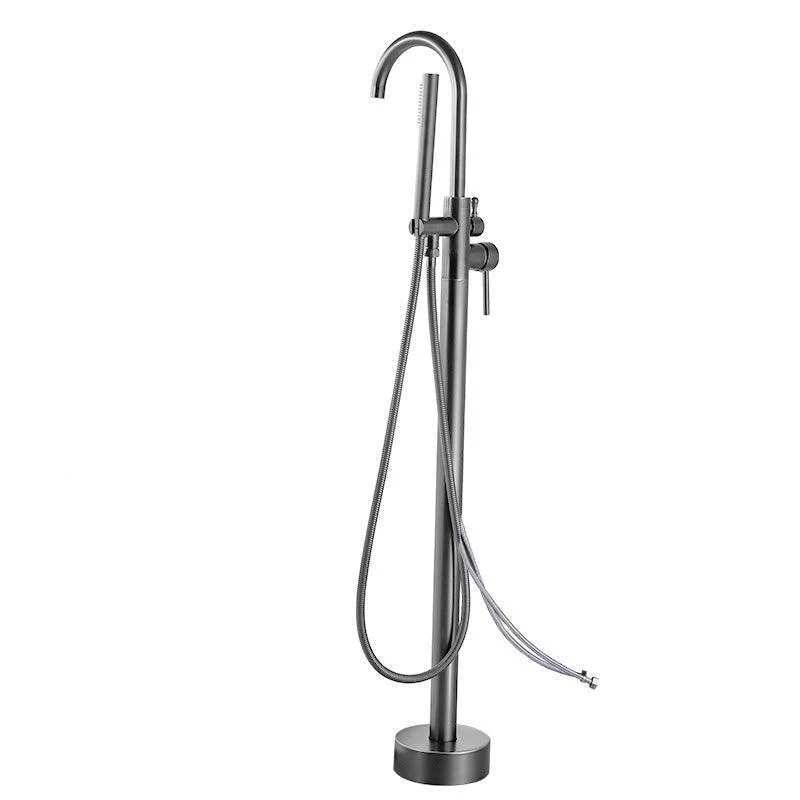 Modern Floor Mounted Metal Freestanding Tub Filler Swivel High Arc Freestanding Tap -Bathlova