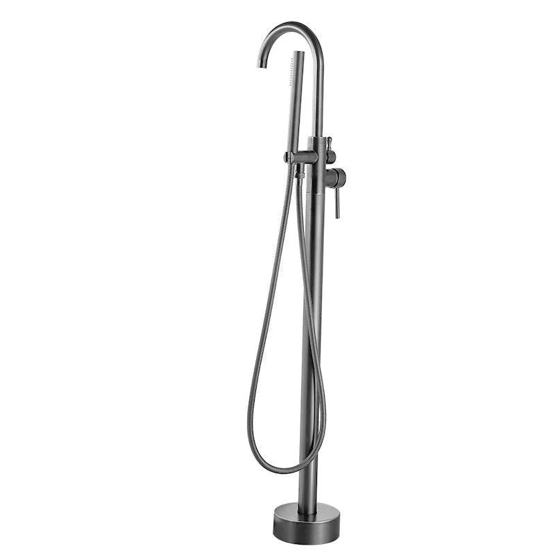 Modern Floor Mounted Metal Freestanding Tub Filler Swivel High Arc Freestanding Tap -Bathlova