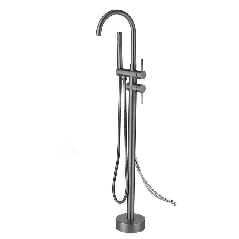 Modern Floor Mounted Metal Freestanding Tub Filler Swivel High Arc Freestanding Tap -Bathlova