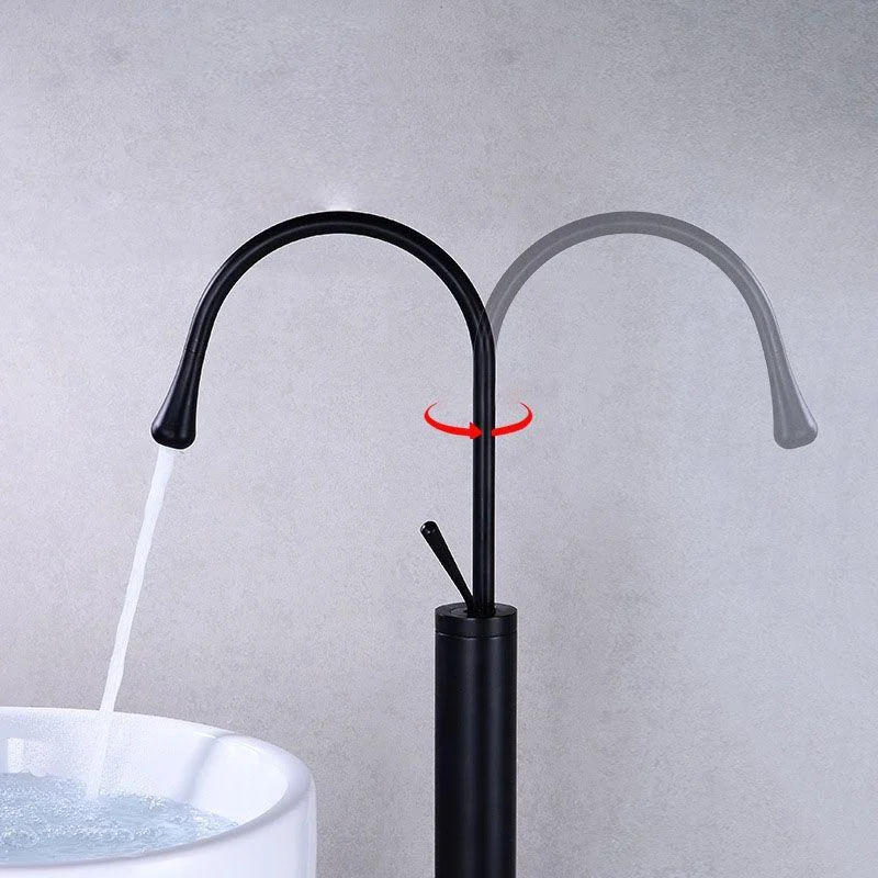 Modern Floor Mounted Single Handle Freestanding Tub Filler Metal Freestanding Tap -Bathlova