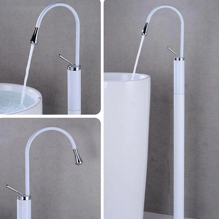 Modern Floor Mounted Single Handle Freestanding Tub Filler Metal Freestanding Tap -Bathlova