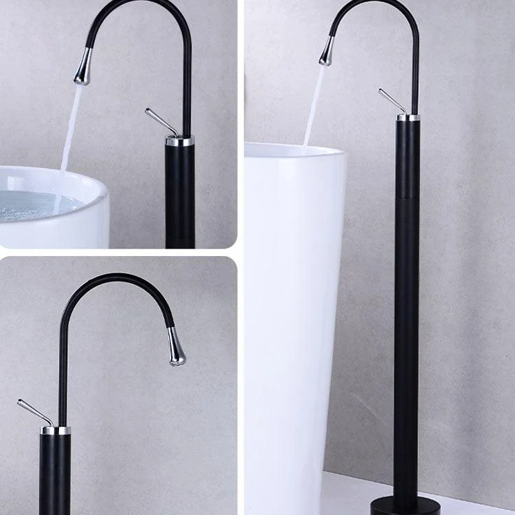 Modern Floor Mounted Single Handle Freestanding Tub Filler Metal Freestanding Tap -Bathlova