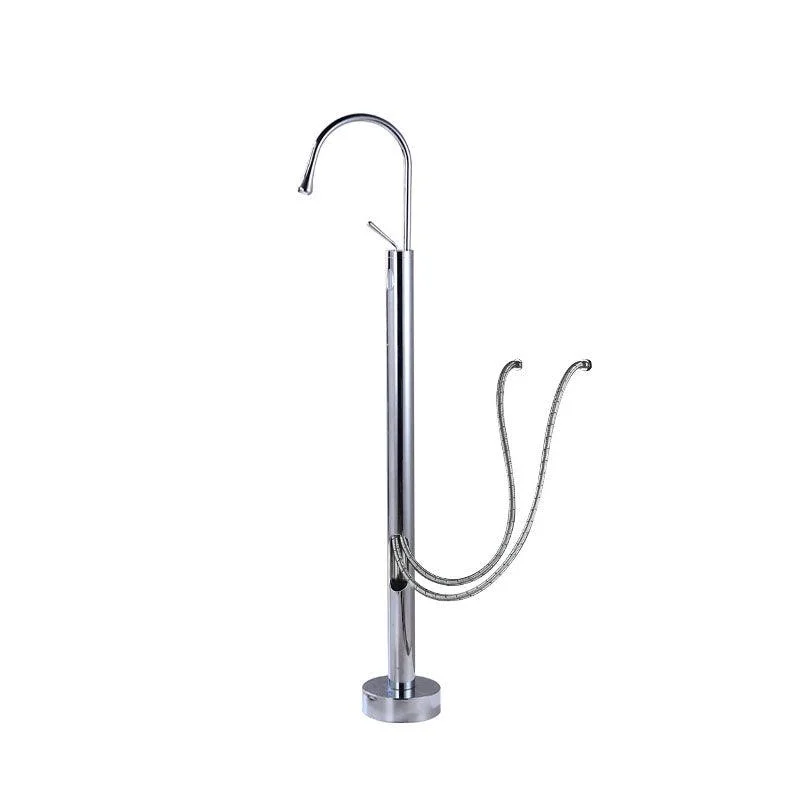 Modern Floor Mounted Single Handle Freestanding Tub Filler Metal Freestanding Tap -Bathlova