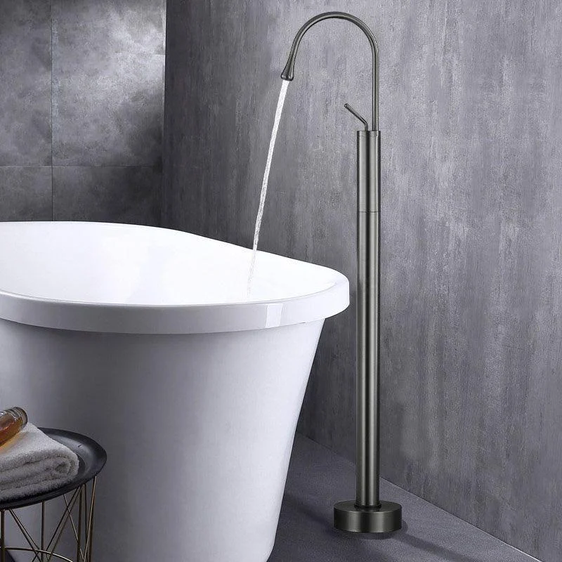 Modern Floor Mounted Single Handle Freestanding Tub Filler Metal Freestanding Tap -Bathlova