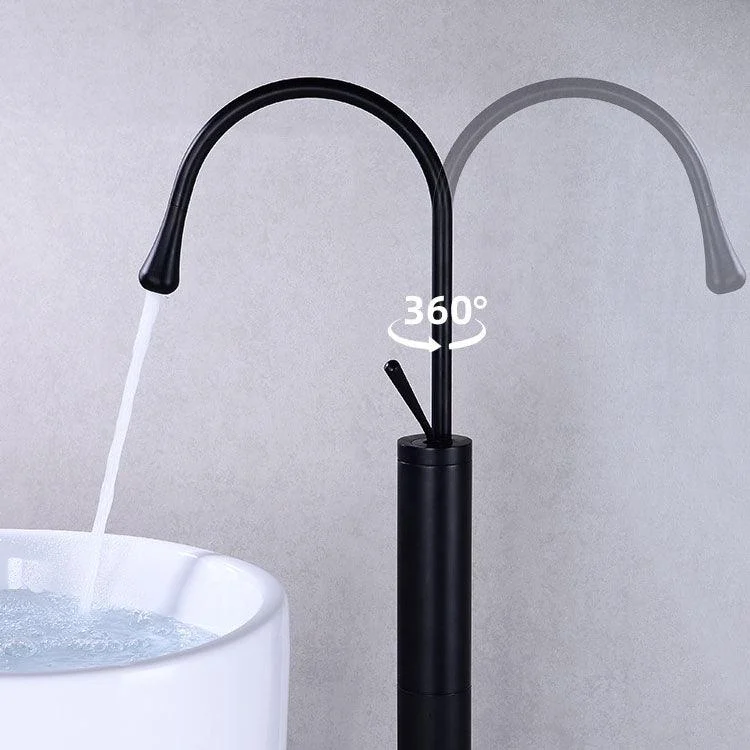 Modern Floor Mounted Single Handle Freestanding Tub Filler Metal Freestanding Tap -Bathlova