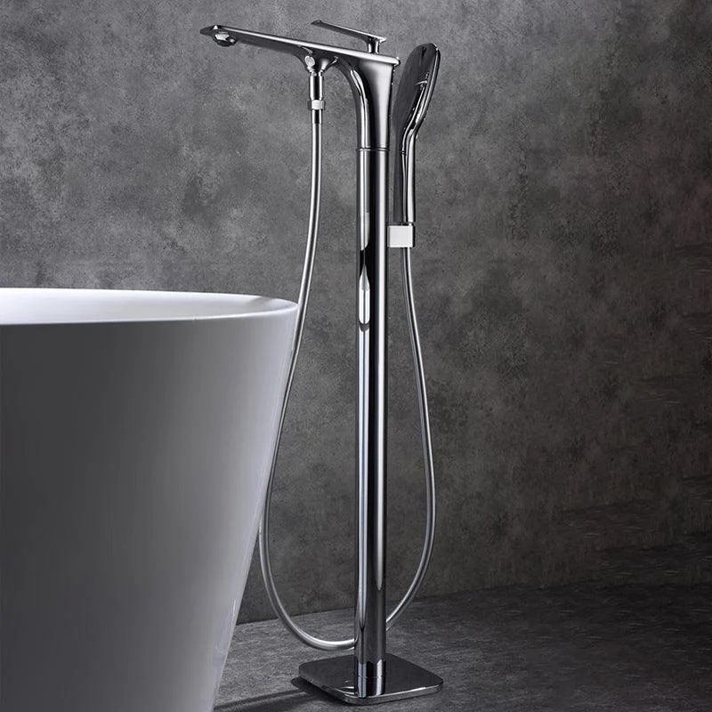 Modern Free Standing Tub Filler Tap Copper with Hand Shower Freestanding Tap -Bathlova