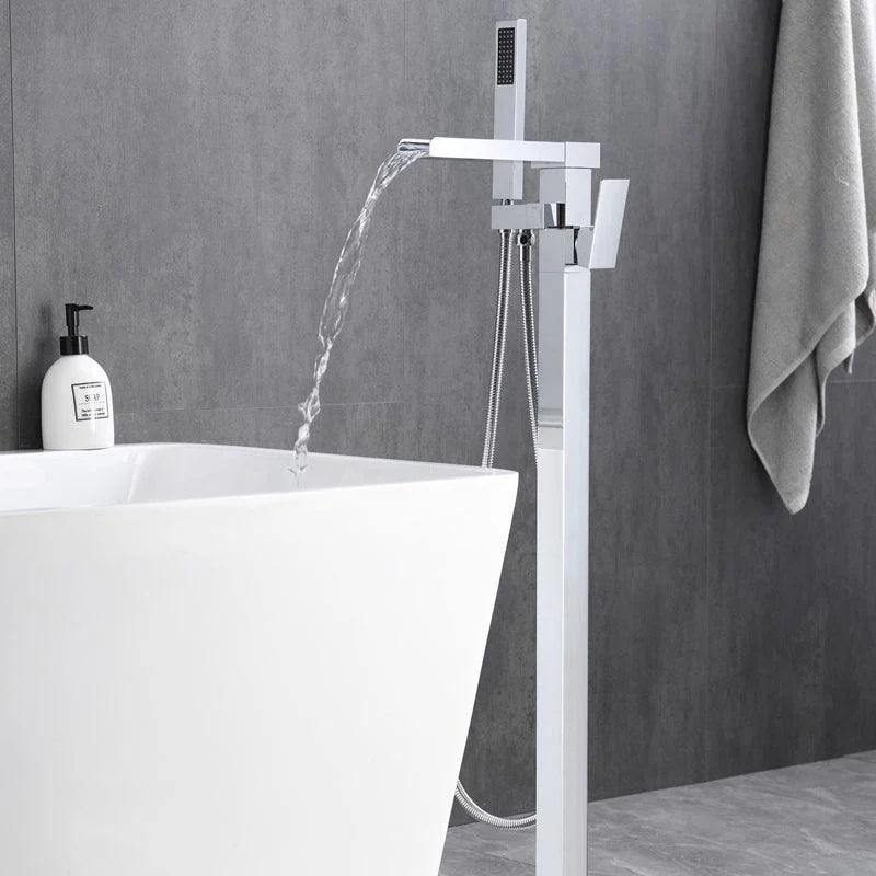 Modern Free Standing Tub Filler Tap Copper with Hand Shower Freestanding Tap -Bathlova