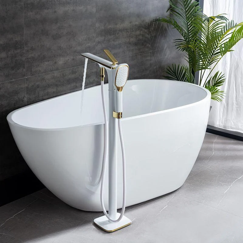 Modern Free Standing Tub Filler Tap Copper with Hand Shower Freestanding Tap -Bathlova