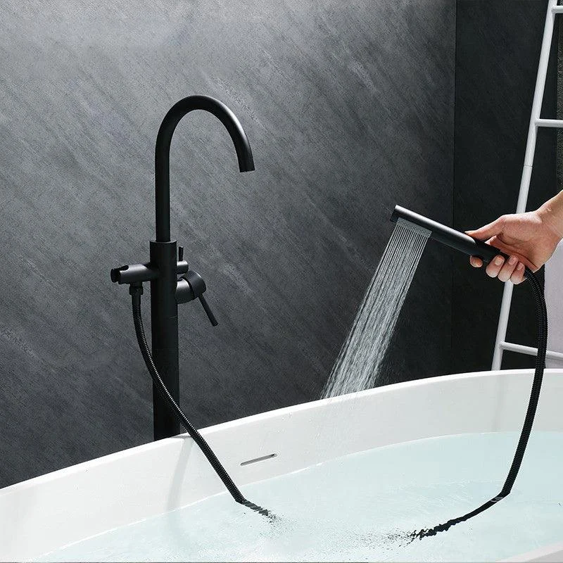 Modern Free Standing Tub Filler Tap Copper with Handheld Shower Tub Filler -Bathlova