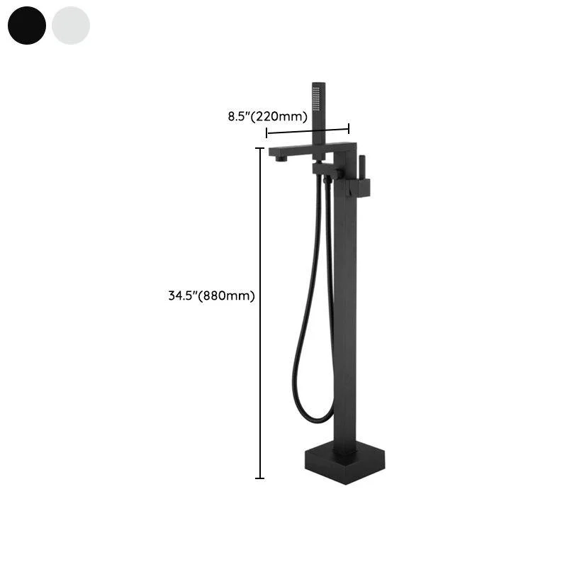 Modern Free Standing Tub Filler Tap Copper with Handheld Shower Tub Filler -Bathlova