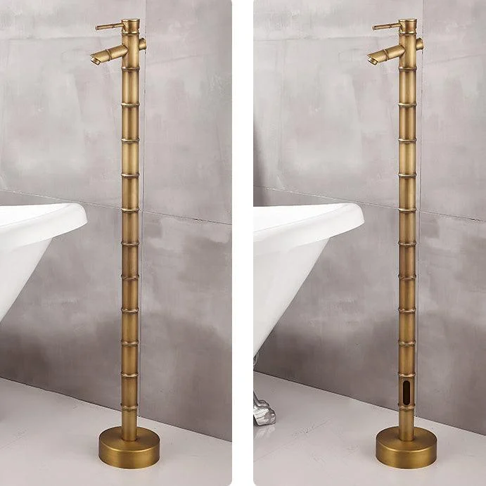 Modern Freestanding Bathtub Tap Brass Floor Mount Free Standing Tub Filler Tap -Bathlova