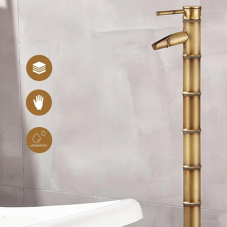 Modern Freestanding Bathtub Tap Brass Floor Mount Free Standing Tub Filler Tap -Bathlova