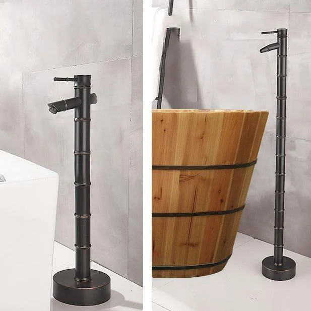 Modern Freestanding Bathtub Tap Brass Floor Mount Free Standing Tub Filler Tap -Bathlova