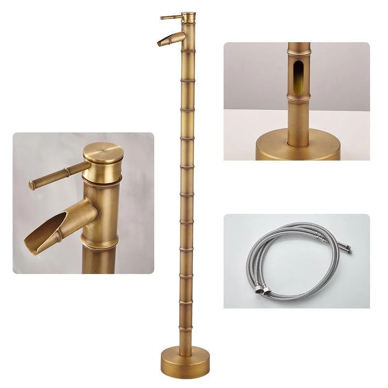 Modern Freestanding Bathtub Tap Brass Floor Mount Free Standing Tub Filler Tap -Bathlova