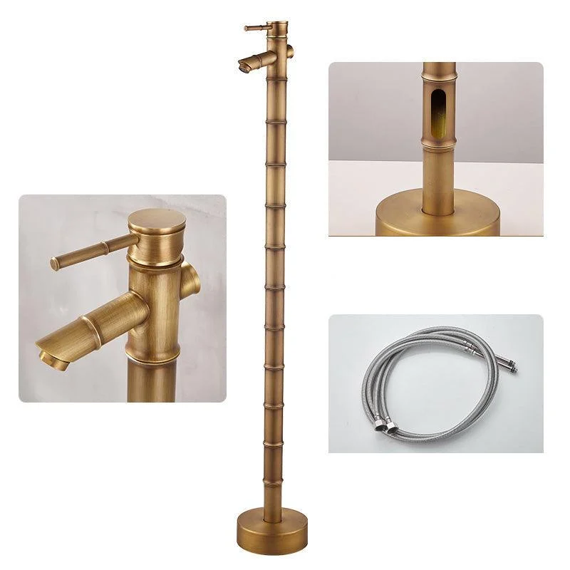 Modern Freestanding Bathtub Tap Brass Floor Mount Free Standing Tub Filler Tap -Bathlova