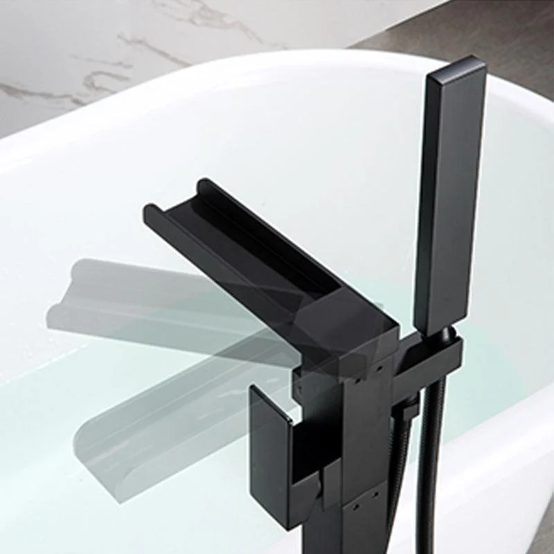 Modern Freestanding Bathtub Tap Copper Floor Mounted Lever Handle Tub Tap Trim -Bathlova