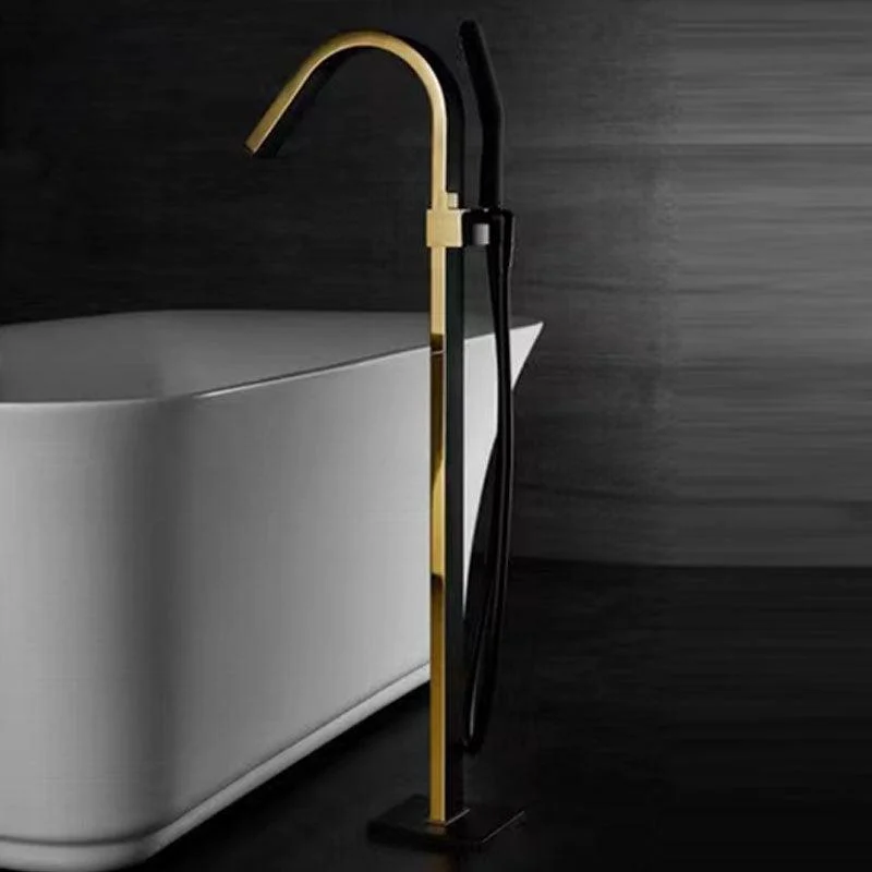 Modern Freestanding Bathtub Tap Copper Floor Mounted Lever Handle Tub Tap Trim -Bathlova