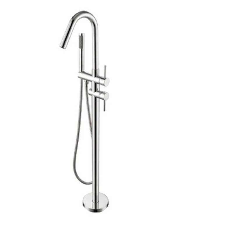 Modern Freestanding Bathtub Tap Copper Floor Mounted Lever Handle Tub Tap Trim -Bathlova