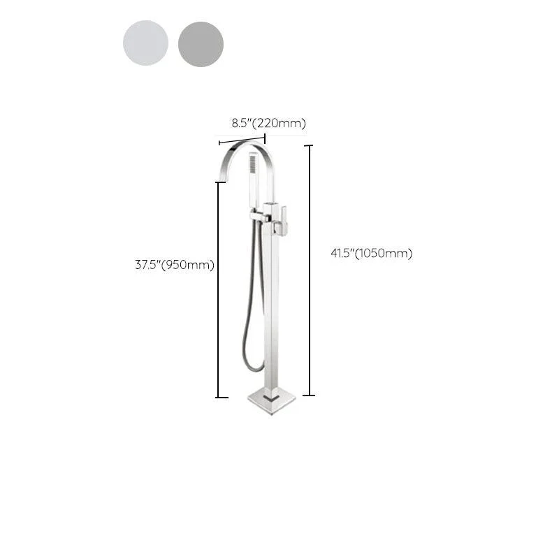 Modern Freestanding Bathtub Tap Copper Floor Mounted Lever Handle Tub Tap Trim -Bathlova