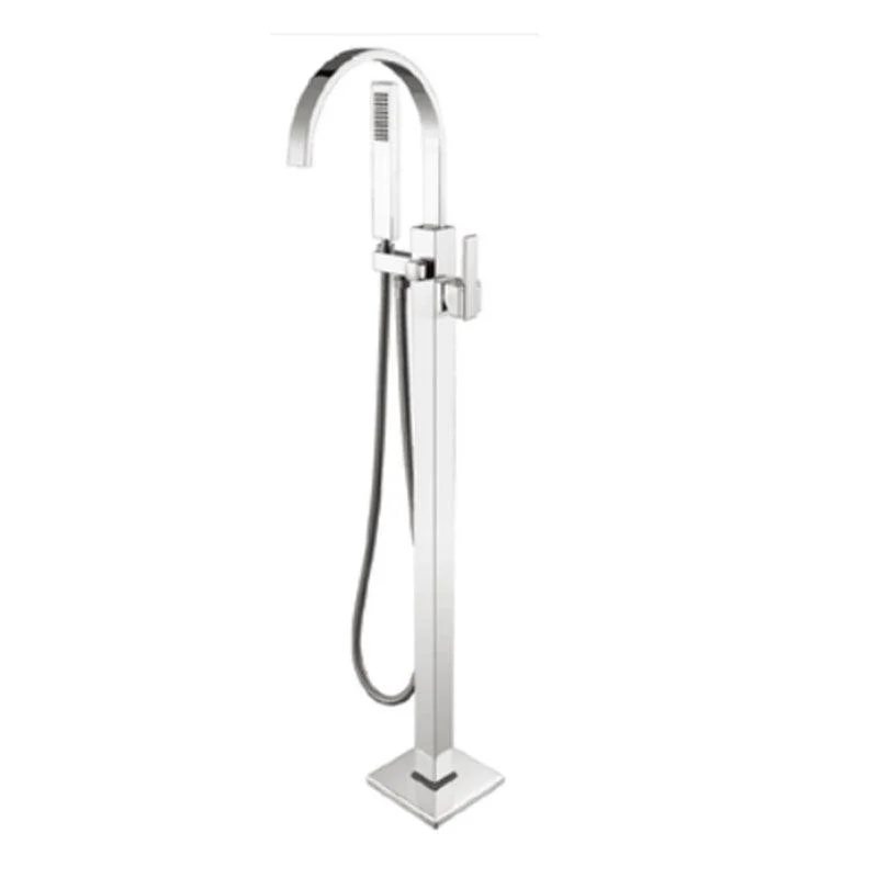 Modern Freestanding Bathtub Tap Copper Floor Mounted Lever Handle Tub Tap Trim -Bathlova