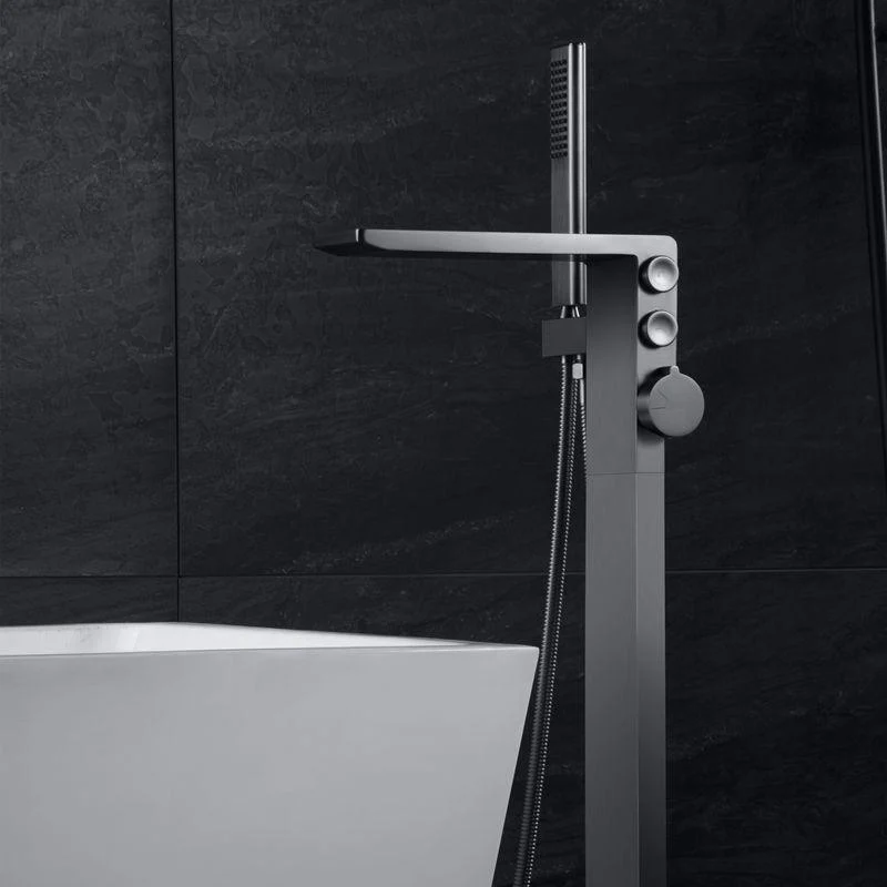 Modern Freestanding Tap Copper with Risers and Handheld Shower Tub Tap -Bathlova