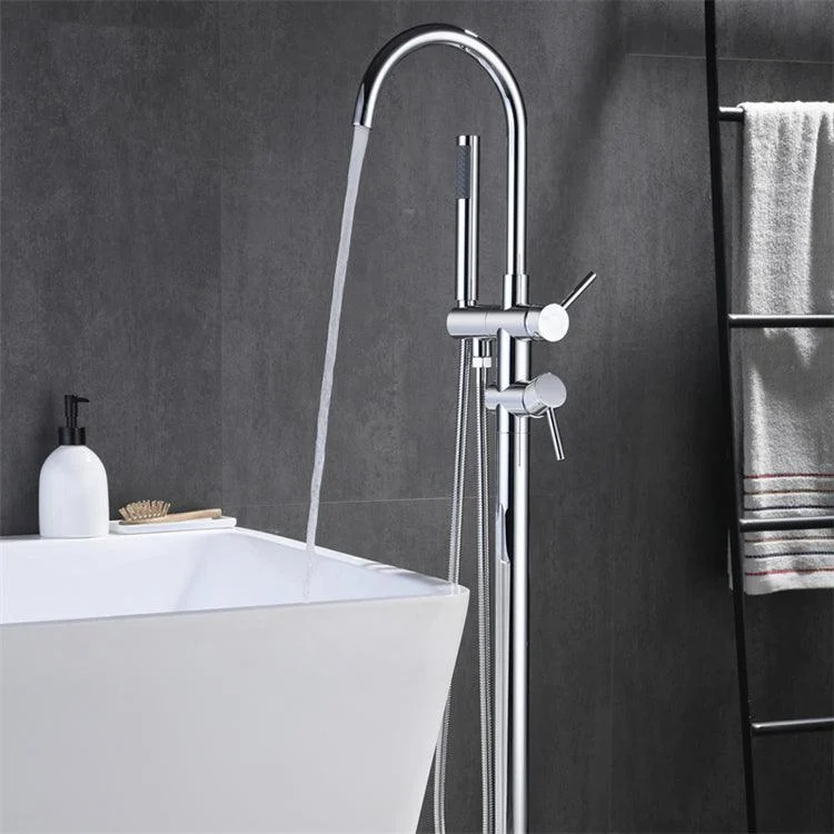 Modern Freestanding Tap Copper with Risers and Handheld Shower Tub Tap -Bathlova