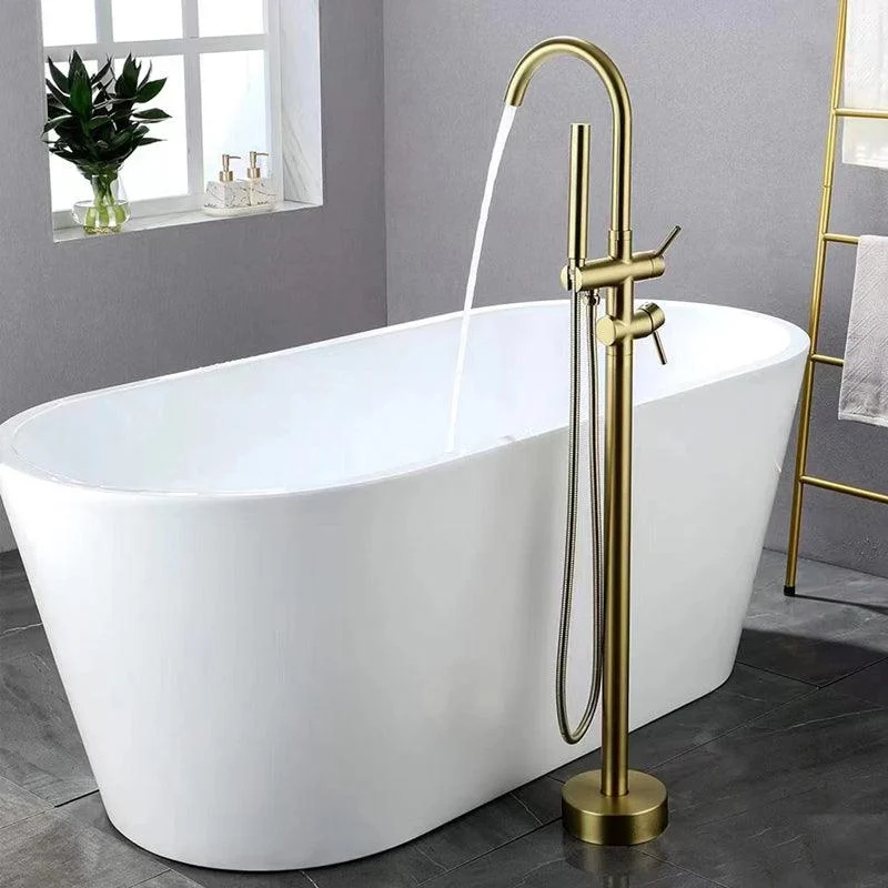 Modern Freestanding Tap Copper with Risers and Handheld Shower Tub Tap -Bathlova