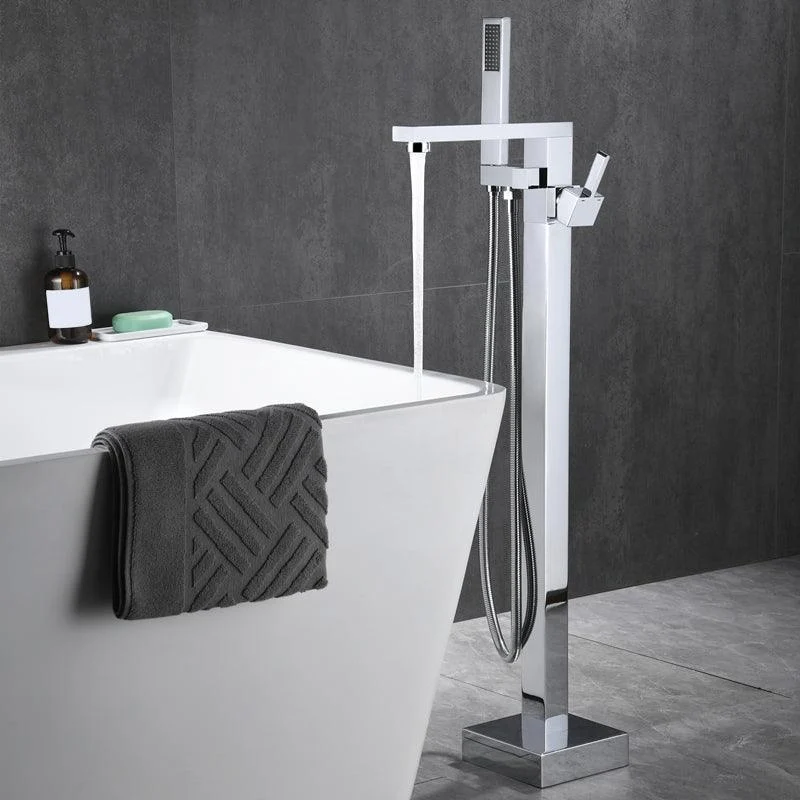 Modern Freestanding Tap Copper with Risers and Handheld Shower Tub Tap -Bathlova