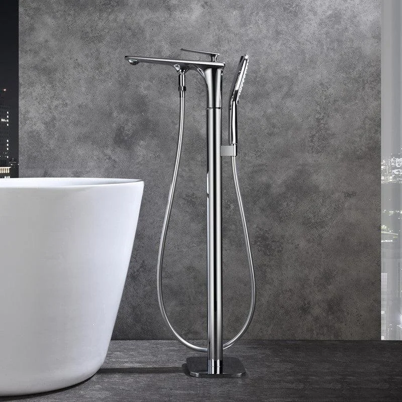 Modern Freestanding Tap Copper with Risers and Handheld Shower Tub Tap -Bathlova