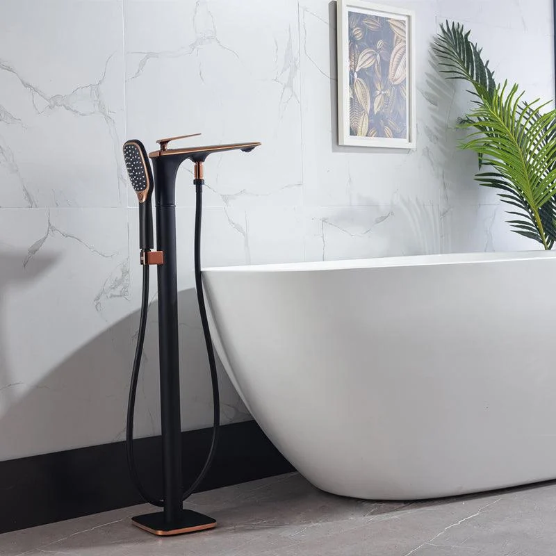 Modern Freestanding Tap Copper with Risers and Handheld Shower Tub Tap -Bathlova