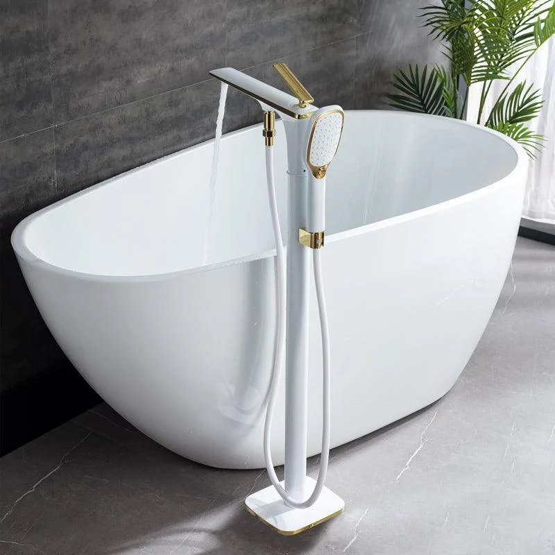 Modern Freestanding Tap Copper with Risers and Handheld Shower Tub Tap -Bathlova