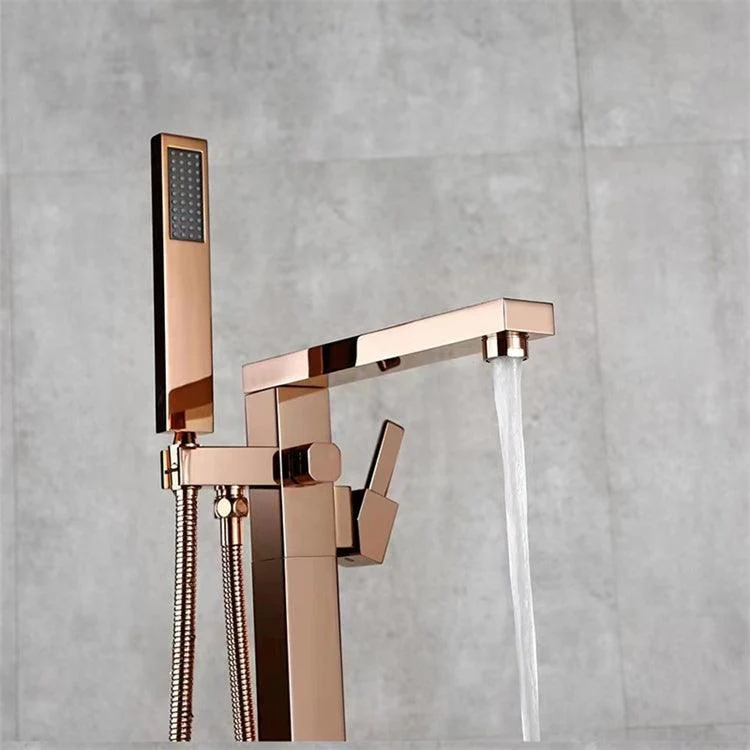 Modern Freestanding Tap Copper with Risers and Handheld Shower Tub Tap -Bathlova