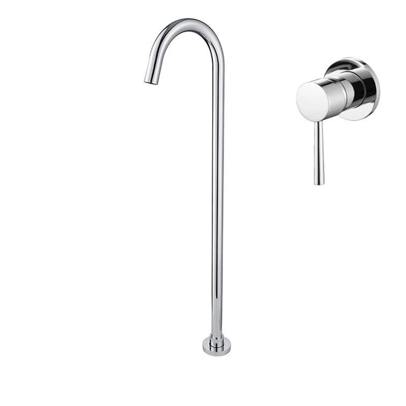 Modern Freestanding Tub Filler Copper Trim Floor Mounted Tub Filler -Bathlova