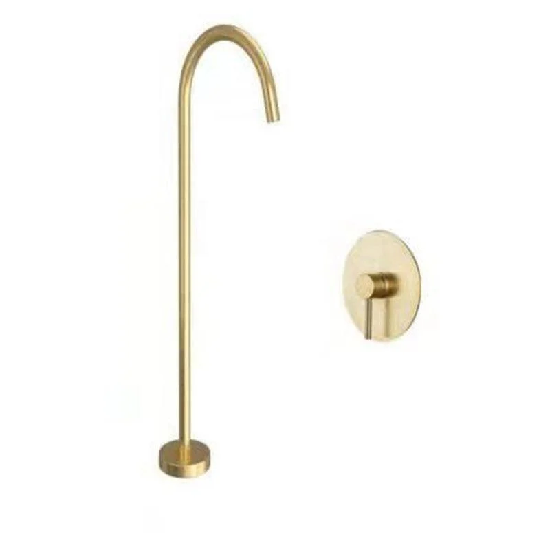 Modern Freestanding Tub Filler Copper Trim Floor Mounted Tub Filler -Bathlova