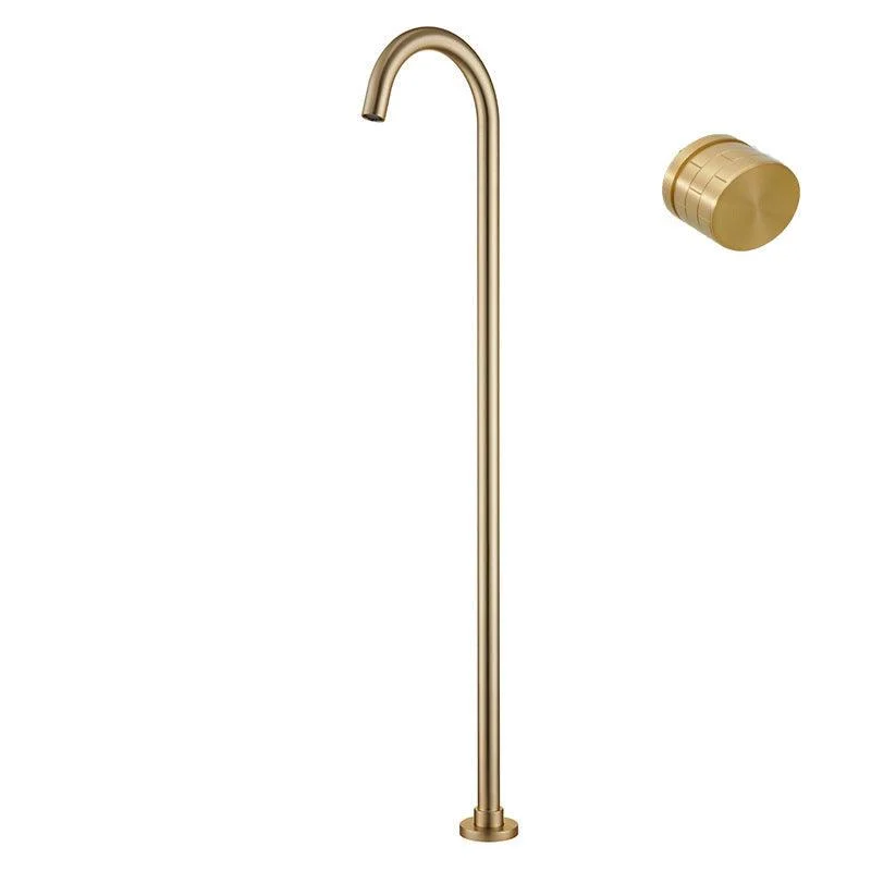 Modern Freestanding Tub Filler Copper Trim Floor Mounted Tub Filler -Bathlova