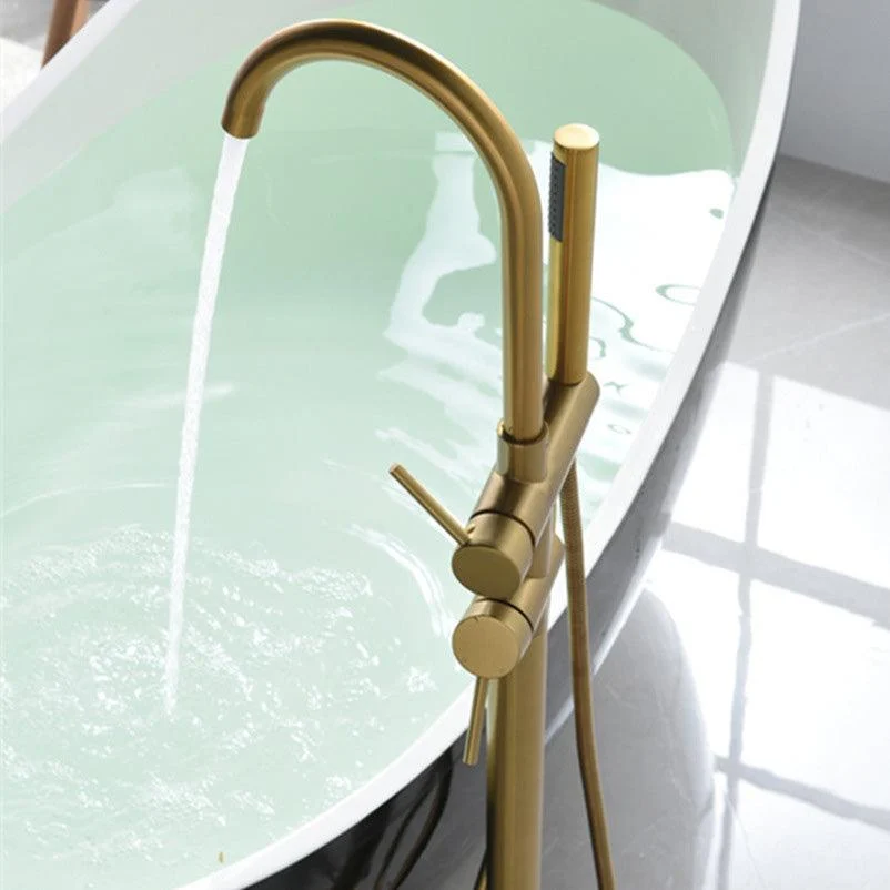 Modern Freestanding Tub Filler Floor Mounted Tub Tap with Dual Handle -Bathlova