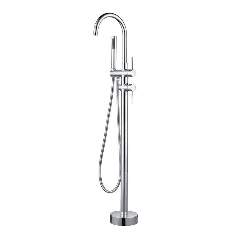 Modern Freestanding Tub Filler Floor Mounted Tub Tap with Dual Handle -Bathlova