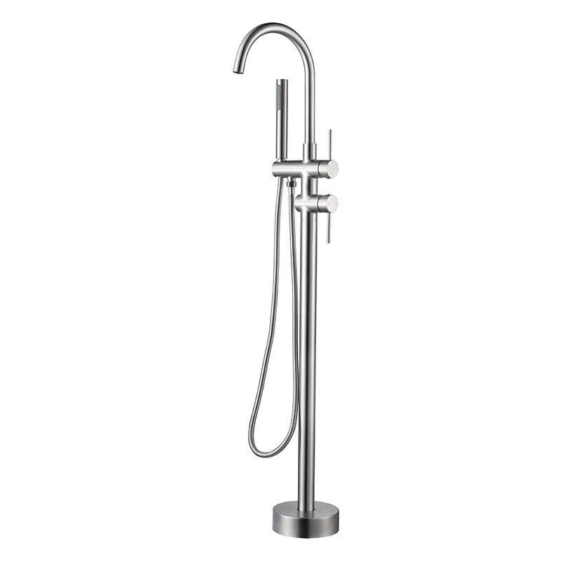 Modern Freestanding Tub Filler Floor Mounted Tub Tap with Dual Handle -Bathlova