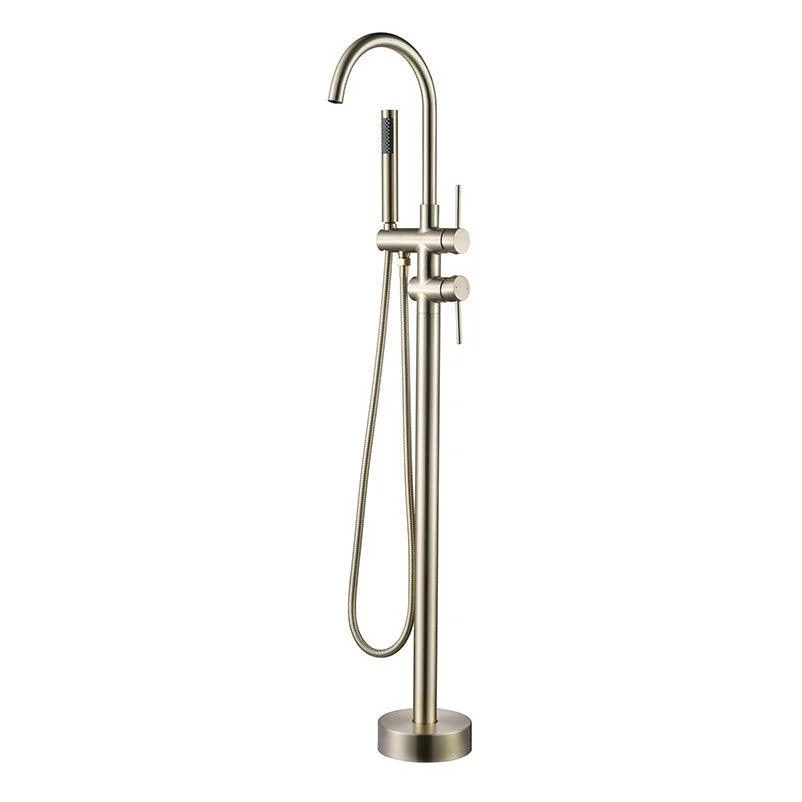 Modern Freestanding Tub Filler Floor Mounted Tub Tap with Dual Handle -Bathlova