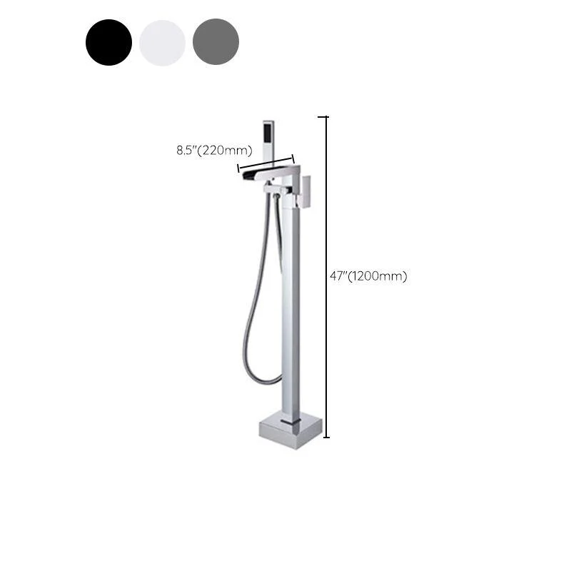 Modern Freestanding Tub Filler Trim Brass Floor Mounted with Handles Tub Tap -Bathlova