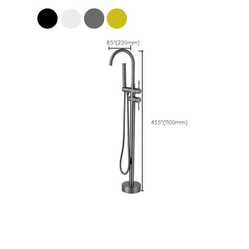 Modern Freestanding Tub Filler Trim Brass Floor Mounted with Handles Tub Tap -Bathlova