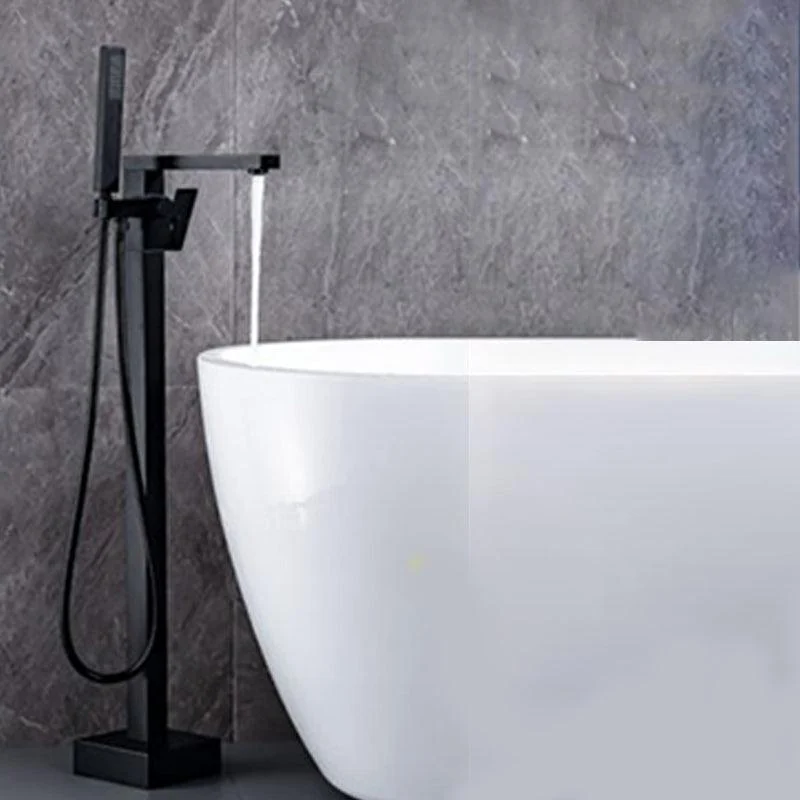 Modern Freestanding Tub Filler Trim Brass Floor Mounted with Handles Tub Tap -Bathlova