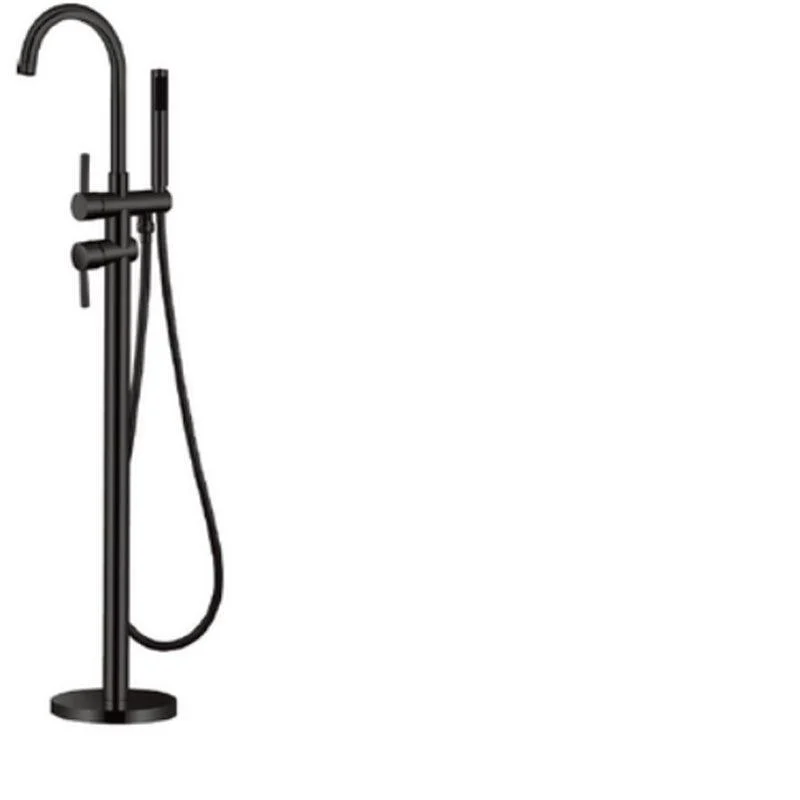 Modern Freestanding Tub Filler Trim Brass Floor Mounted with Handles Tub Tap -Bathlova