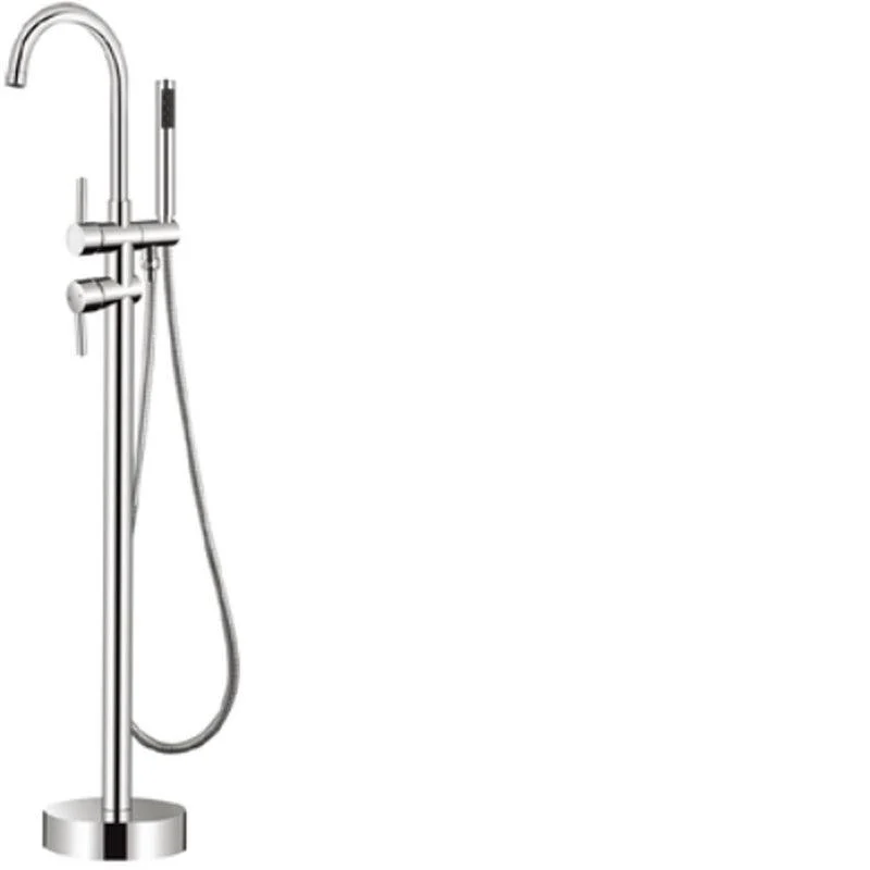 Modern Freestanding Tub Filler Trim Brass Floor Mounted with Handles Tub Tap -Bathlova