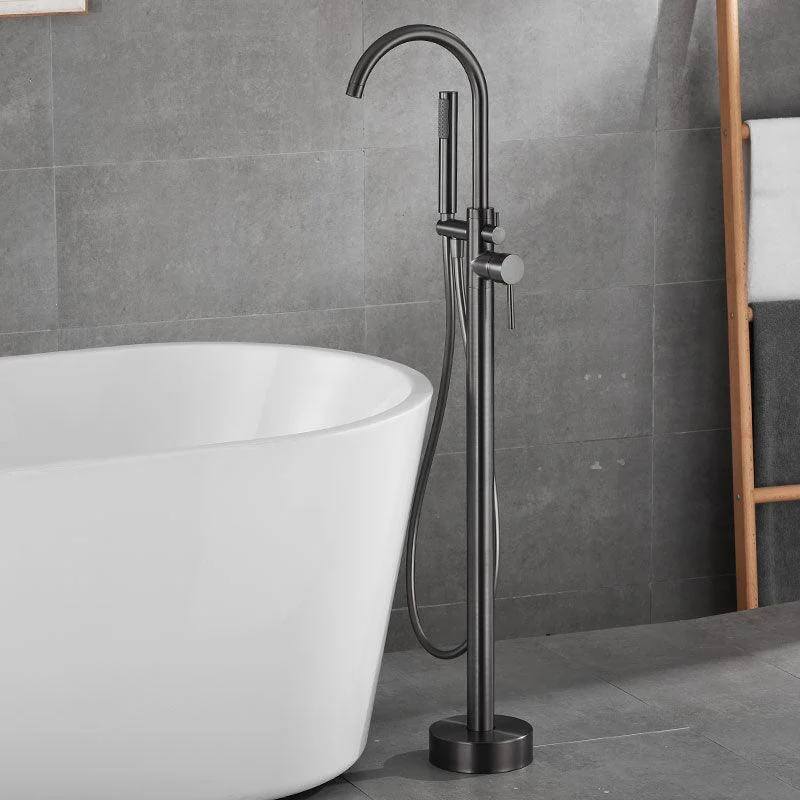 Modern Freestanding Tub Filler Trim Brass Floor Mounted with Handles Tub Tap -Bathlova