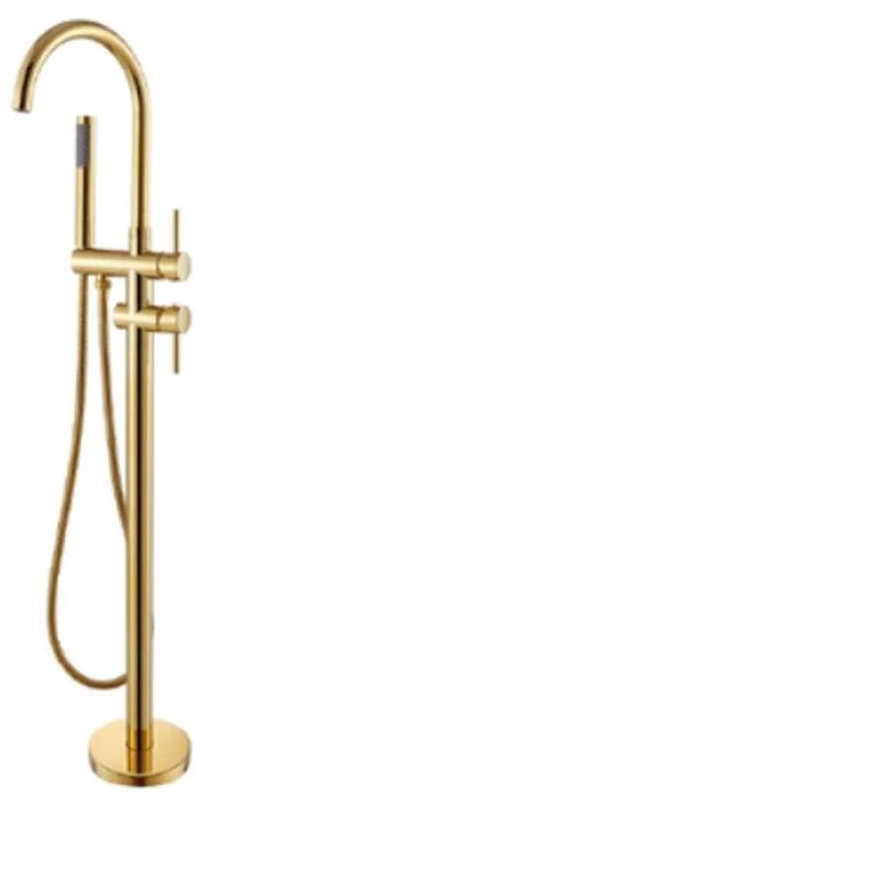 Modern Freestanding Tub Filler Trim Brass Floor Mounted with Handles Tub Tap -Bathlova