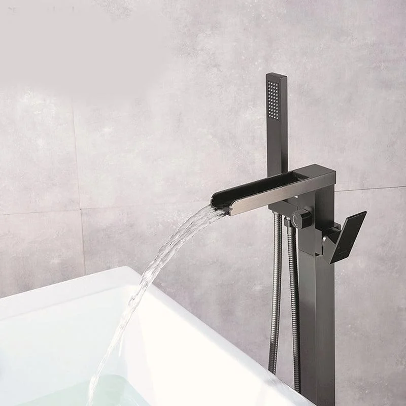 Modern Freestanding Tub Filler Trim Brass Floor Mounted with Handles Tub Tap -Bathlova