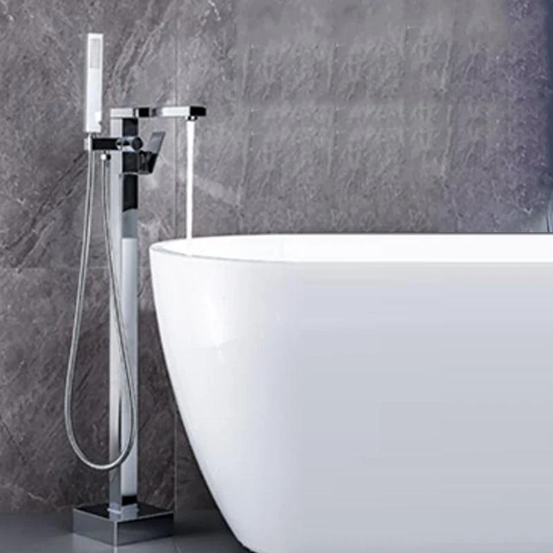 Modern Freestanding Tub Filler Trim Brass Floor Mounted with Handles Tub Tap -Bathlova