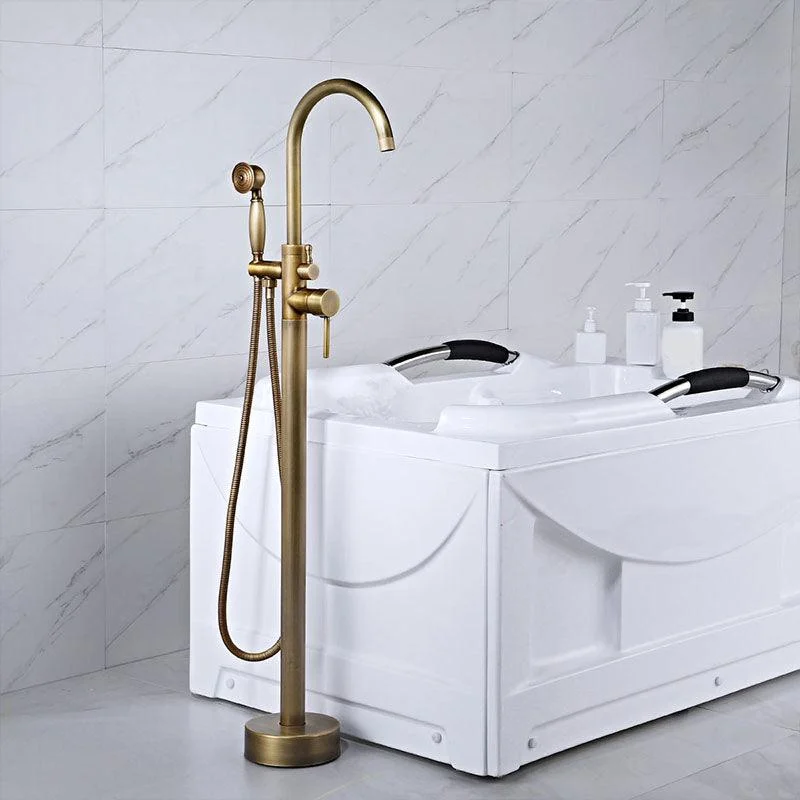 Modern Freestanding Tub Filler Trim Brass Floor Mounted with Risers Freestanding Tap -Bathlova